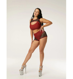 Шорты бордовые с черной сеткой Anela Polerina