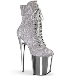 Ботильоны на платформе Pleaser серебро стразы FLAM1020CHRS/S/SCH