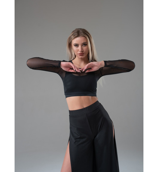 Лонгслив черный из сетки Shadow I-Style