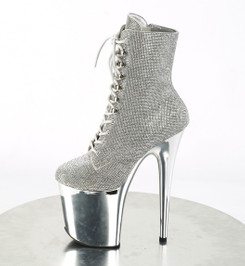 Ботильоны на платформе Pleaser серебро стразы FLAM1020CHRS/S/SCH
