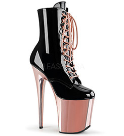 Ботильоны на платформе Pleaser черные с розовым FLAM1020/B/ROGLDCH