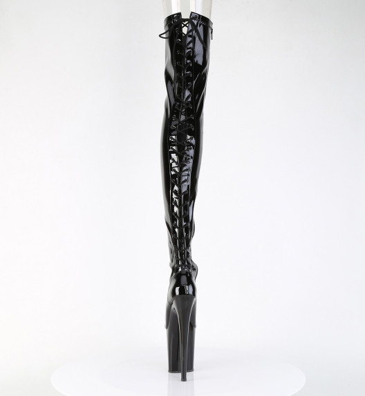 Ботфорты на платформе Pleaser черные FLAM3850/B/M