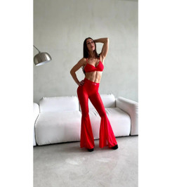 Брюки клеш красные сетка EXORCE