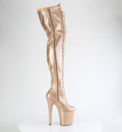 Ботфорты на платформе Pleaser золотые с блеском FLAM3020GP/GG/M