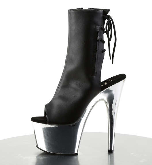 Ботильоны на платформе двойки Pleaser черные матовые ADO1018/BPU/SCH