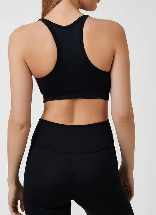 Топ черный с розовым Push Up с чашками