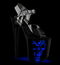 Стрипы Pleaser черные с черепом FLAM808NLSK/C/B-MC