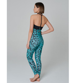 Леггинсы на подтяжках голубой леопард Shark