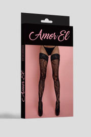 Чулки черные с крупным рисунком Amor El