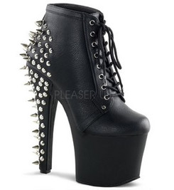 Ботильоны на платформе Pleaser черные с шипами FEA700-28/BPU/M