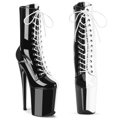 Ботильоны на платформе Pleaser белый черный FLAM1040TT/B-W/M
