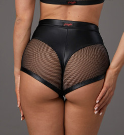 Шорты черные с эффектом кожи Anela Polerina