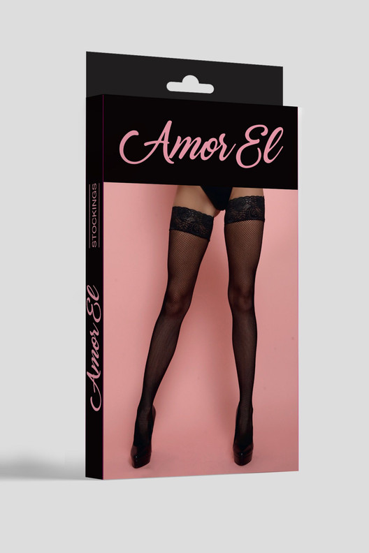 Чулки черные в мелкую сеточку