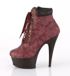 Ботинки на платформе Pleaser Тимберленд бордовые DEL600TL-02/BYNB/DBN