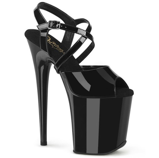 Стрипы тройки Pleaser черные лаковые FLAM824/B/M