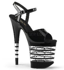 Стрипы Pleaser черные в полоску FLAM809LN/B/M