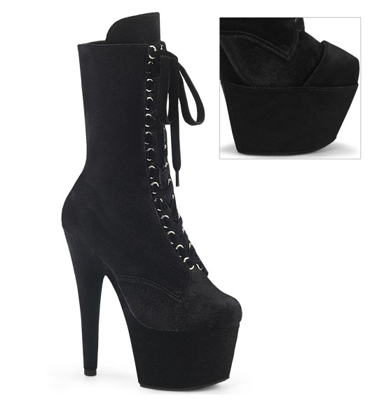 Ботильоны на платформе Pleaser черные замшевые ADO1045VEL/B/M