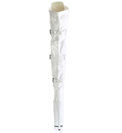 Ботфорты с ремнями на платформе Pleaser белые FLAM3028/W/M