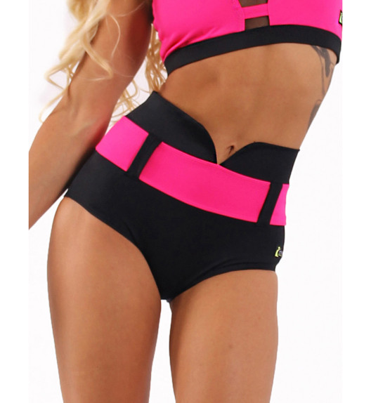 Шорты черные с розовым поясом Bondiana I-Style