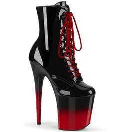 Ботильоны на платформе Pleaser черные с красным FLAM1020BR-H/B/B-R