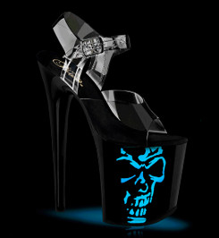 Стрипы Pleaser черные с черепом FLAM808NLSK/C/B-MC