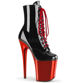 Ботильоны на платформе Pleaser черные с красным FLAM1020/B/RCH