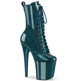 Ботильоны на платформе Pleaser изумрудные с блеском FLAM1040GP/TLG/M