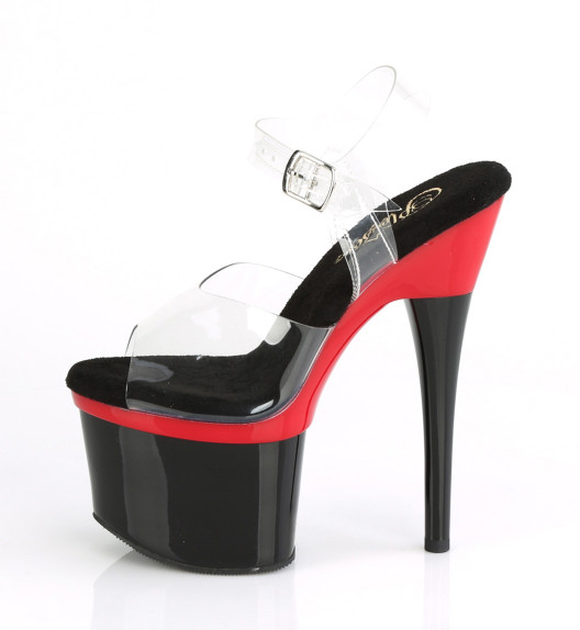 Стрипы Pleaser черные с красным ESTM708/C/R-B