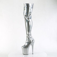 Ботфорты на платформе Pleaser серебрянные FLAM3000HWR/SHG/M