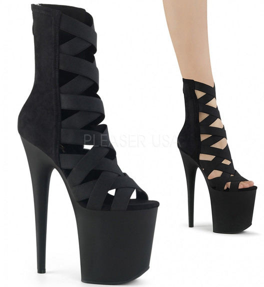 Ботильоны Pleaser черные замшевые FLAM800-24/BELS-MF/M