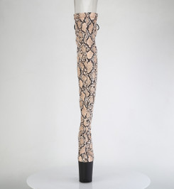 Ботфорты на платформе Pleaser коричневый питон FLAM3008SP-BT/T-BN/B