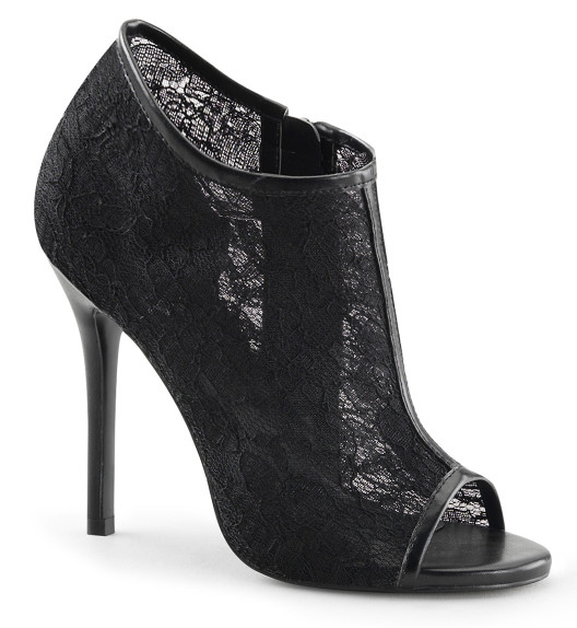 Полуботинки на каблуке Pleaser черные для High Heels AMU56/BLC-MS