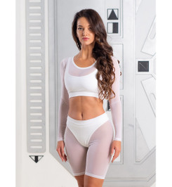 Лонгслив белый из сетки ShadowI-Style