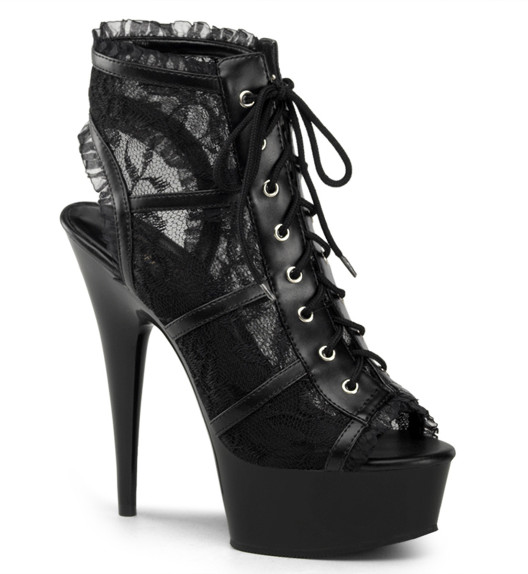 Туфли на платформе Pleaser черные DEL696LC/BM/M