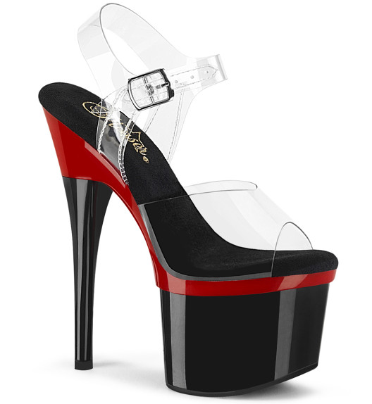 Стрипы Pleaser черные с красным ESTM708/C/R-B