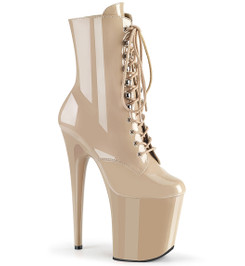 Ботильоны на платформе Pleaser бежевые лаковые FLAM1020/ND/M