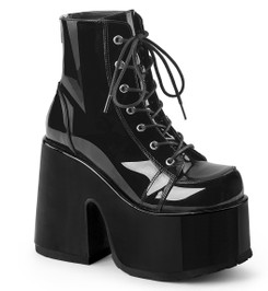 Ботинки на шнуровке Demonia черные лаковые CAM203/B