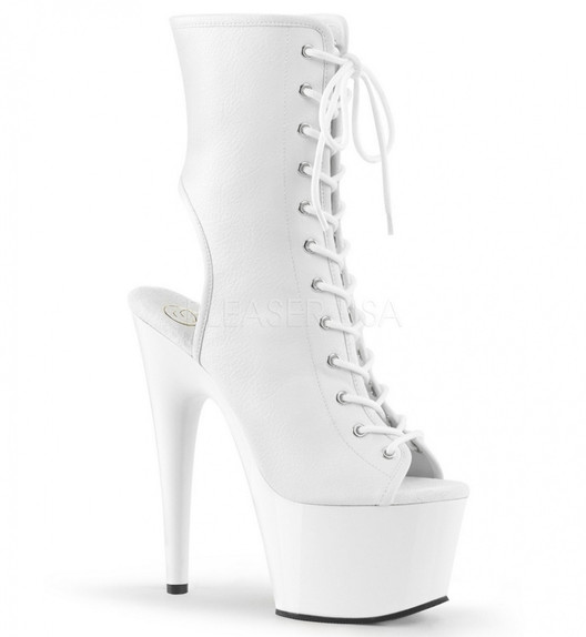 Ботильоны на платформе Pleaser белые матовые ADO1016/WPU/M