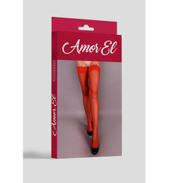 Чулки красные в мелкую сеточку