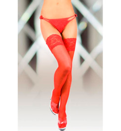 Чулки красные с кружевной резинкой SoftLine