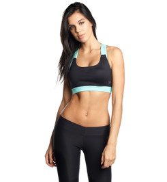 Топ спортивный черный с мятой Crossback Star