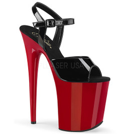 Стрипы Pleaser черные с красным FLAM809/B/R