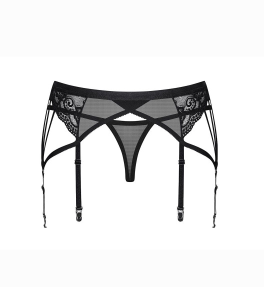 Пояс для чулок черный с фигурными пажами Obsessive