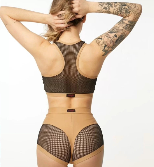 Топ бежевый с черной сеткой Anela Polerina