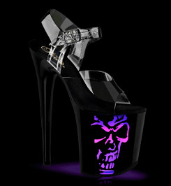 Стрипы Pleaser черные с черепом FLAM808NLSK/C/B-MC