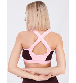 Топ спортивный бордо с нежно-розовым Crossback