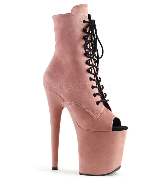 Ботильоны на платформе Pleaser розовые замшевые FLAM1021FS/BPFS/M