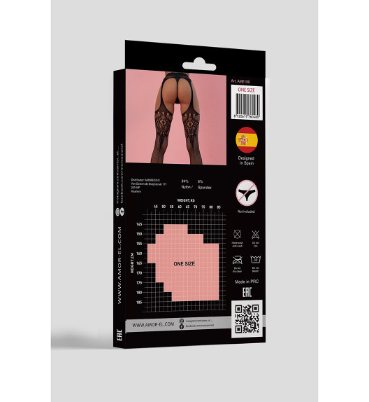 Чулки черные фантазийные с поясом Amor El