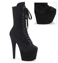 Ботильоны на платформе Pleaser черные замшевые ADO1045VEL/B/M