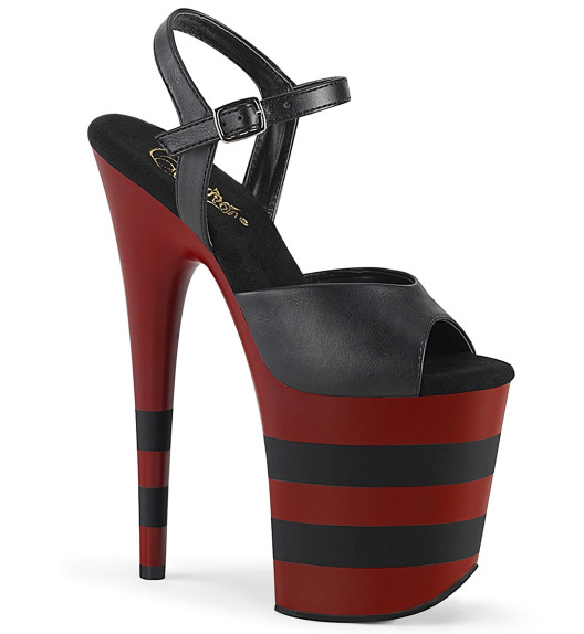 Стрипы Pleaser черные с красным FLAM809SR/BPU/R-B